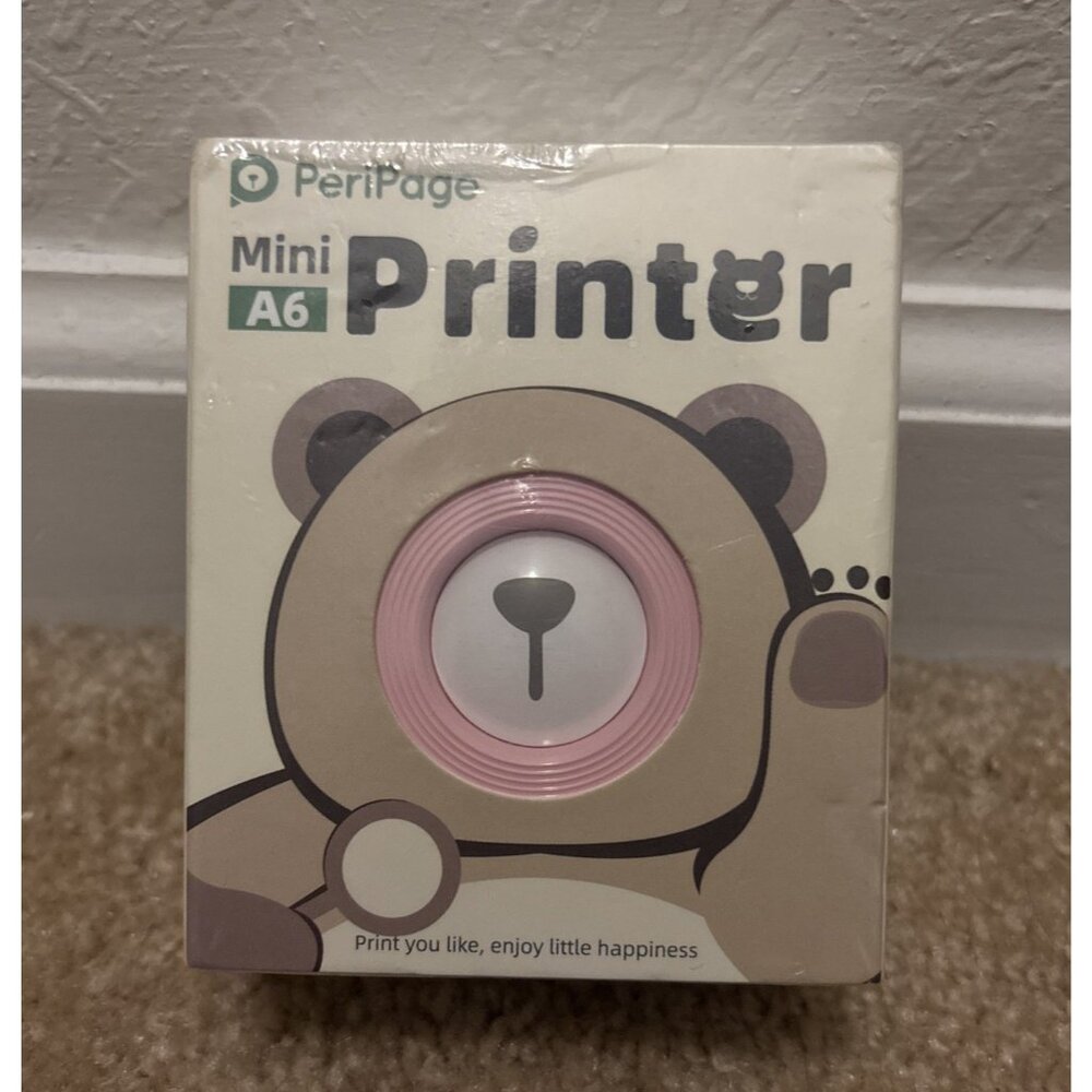 New Peripage Pink Mini Printer A6 Portable Thermal Bear